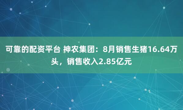 可靠的配资平台 神农集团：8月销售生猪16.64万头，销售收入2.85亿元